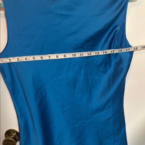 Tahari Blue Tie Front Blouse - Picture 4 of 6